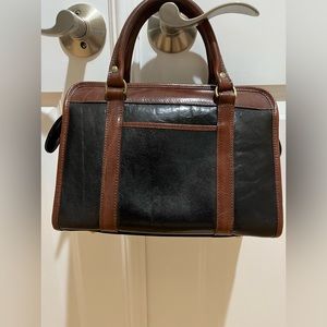 BRAHMIN Women’s Premium Black/Brown Leather Satchel Vintage